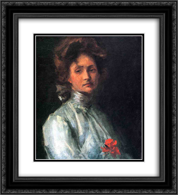 Portrait of a Young Woman 20x22 Black Ornate Wood Framed Art Print Poster with Double Matting by Chase, William Merritt