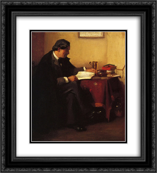 Portrait of Elbert Hubbard (The Roycrafter) 20x22 Black Ornate Wood Framed Art Print Poster with Double Matting by Chase, William Merritt