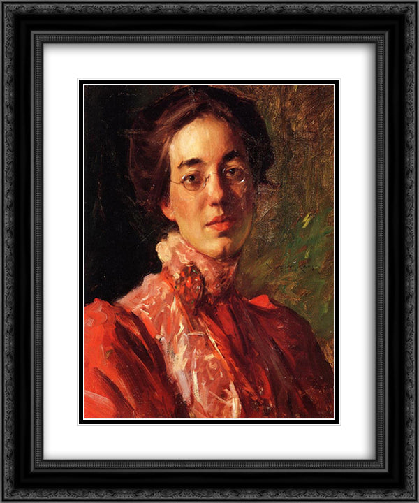 Portrait of Elizabeth (Betsy) Fisher 20x24 Black Ornate Wood Framed Art Print Poster with Double Matting by Chase, William Merritt