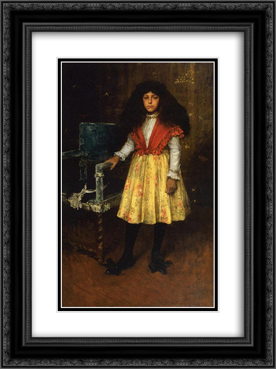 Portrait of Erla Howell (Little Miss H.) 18x24 Black Ornate Wood Framed Art Print Poster with Double Matting by Chase, William Merritt