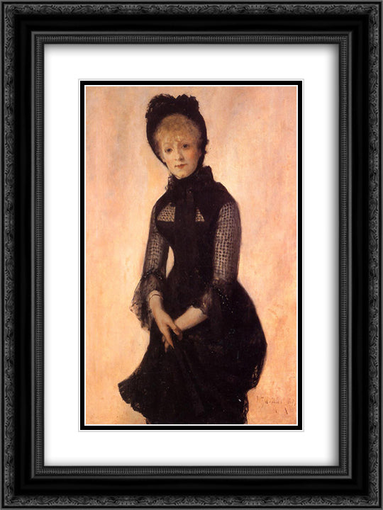 Portrait of Harriet Hubbard Ayer 18x24 Black Ornate Wood Framed Art Print Poster with Double Matting by Chase, William Merritt