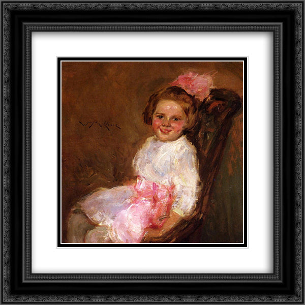 Portrait of Helen, Daughter of the Artist 20x20 Black Ornate Wood Framed Art Print Poster with Double Matting by Chase, William Merritt