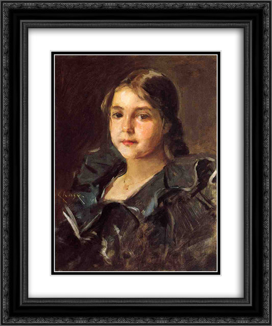 Portrait of Helen Velasquez Chase 20x24 Black Ornate Wood Framed Art Print Poster with Double Matting by Chase, William Merritt