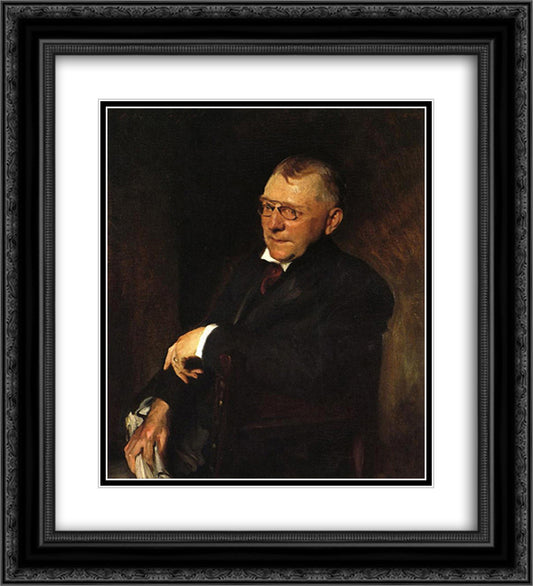 Portrait of James Whitcomb Riley 20x22 Black Ornate Wood Framed Art Print Poster with Double Matting by Chase, William Merritt