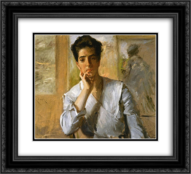 Portrait of Kate Freeman Clark 22x20 Black Ornate Wood Framed Art Print Poster with Double Matting by Chase, William Merritt