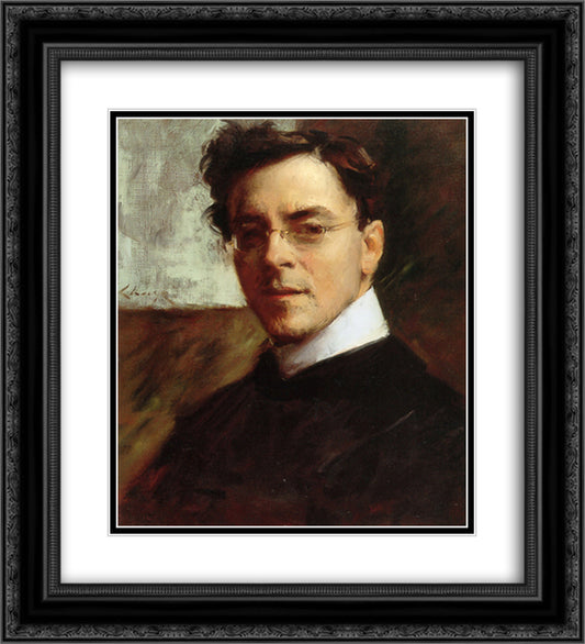 Portrait of Louis Betts 20x22 Black Ornate Wood Framed Art Print Poster with Double Matting by Chase, William Merritt