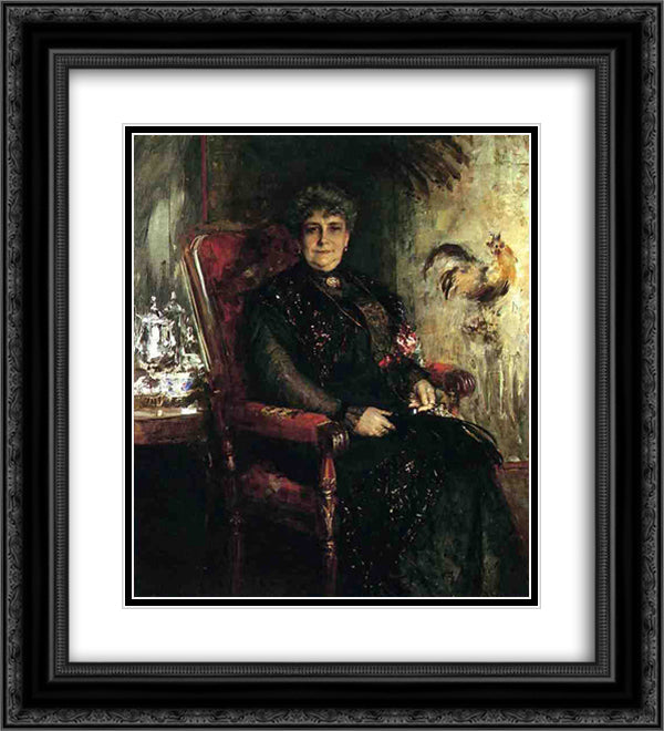 Portrait of Mme. E.H. Bensel 20x22 Black Ornate Wood Framed Art Print Poster with Double Matting by Chase, William Merritt