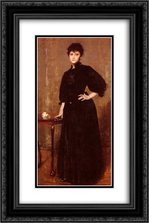 Portrait of Mrs. C 16x24 Black Ornate Wood Framed Art Print Poster with Double Matting by Chase, William Merritt