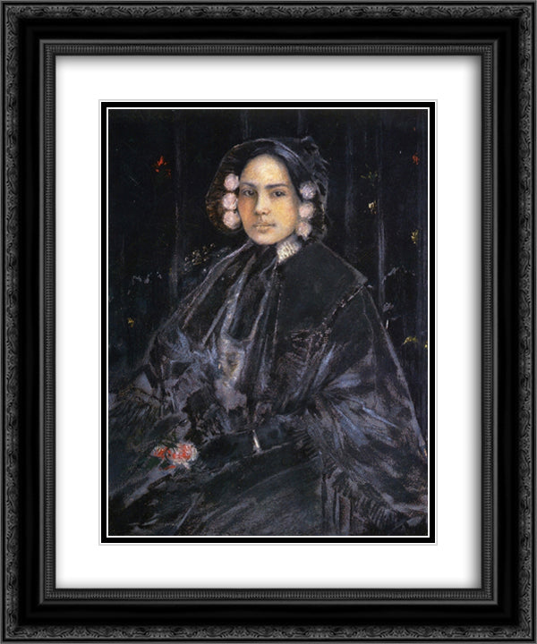 Portrait of Mrs. Julius Erson 20x24 Black Ornate Wood Framed Art Print Poster with Double Matting by Chase, William Merritt