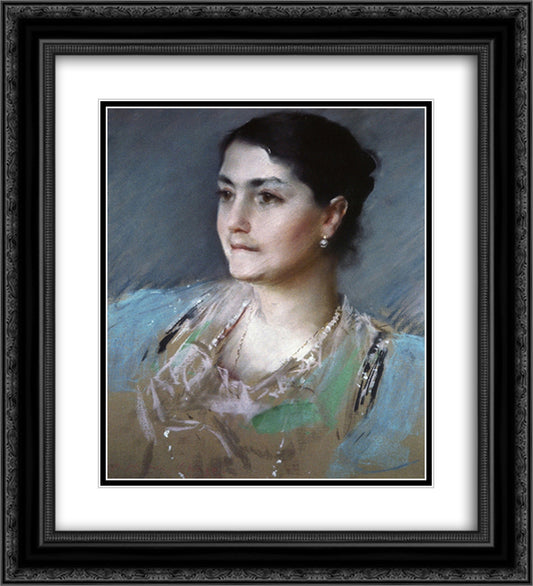 Portrait of Mrs. William Chase 20x22 Black Ornate Wood Framed Art Print Poster with Double Matting by Chase, William Merritt