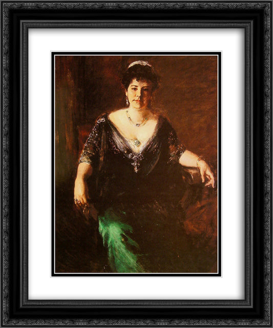 Portrait of Mrs. William Merritt Chase 20x24 Black Ornate Wood Framed Art Print Poster with Double Matting by Chase, William Merritt