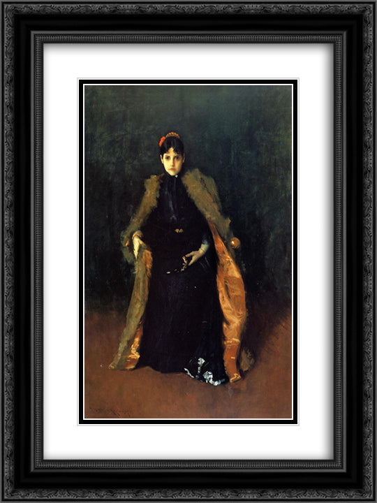 Portrait of Mrs.C. (Alice Gerson Chase) 18x24 Black Ornate Wood Framed Art Print Poster with Double Matting by Chase, William Merritt