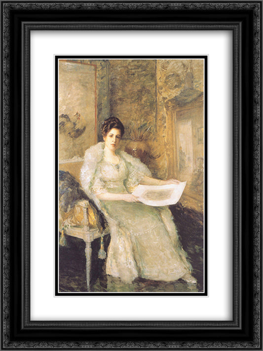 Portrait of Susan Watkins 18x24 Black Ornate Wood Framed Art Print Poster with Double Matting by Chase, William Merritt