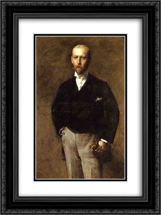 Portrait of William Charles Le Gendre 18x24 Black Ornate Wood Framed Art Print Poster with Double Matting by Chase, William Merritt