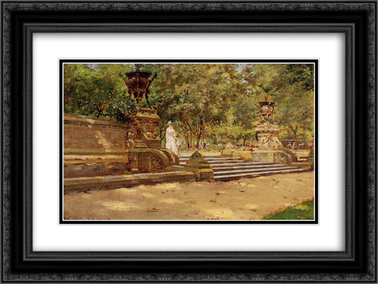 Prospect Park, Brooklyn 02 24x18 Black Ornate Wood Framed Art Print Poster with Double Matting by Chase, William Merritt