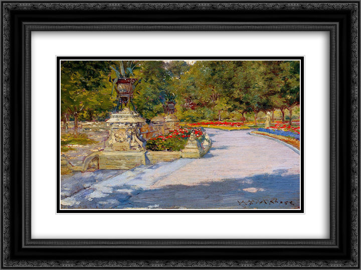 Prospect Park 24x18 Black Ornate Wood Framed Art Print Poster with Double Matting by Chase, William Merritt