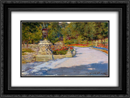 Prospect Park 24x18 Black Ornate Wood Framed Art Print Poster with Double Matting by Chase, William Merritt