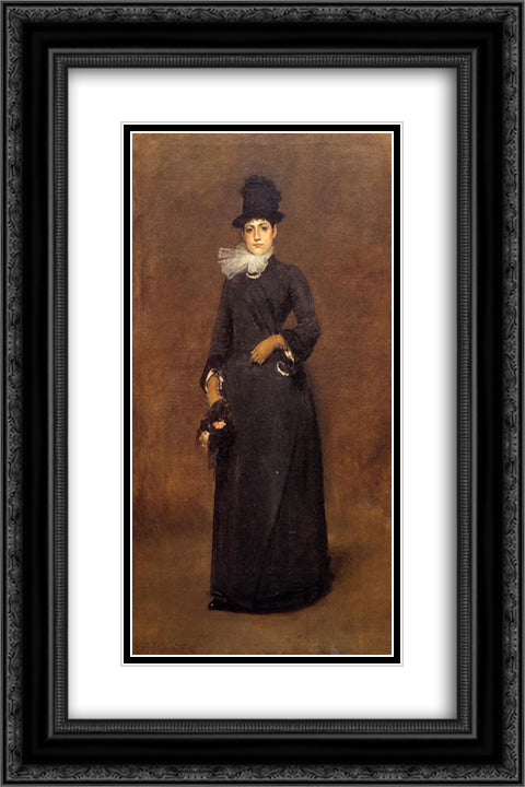 Ready for a Walk Beatrice Clough Bachmann 16x24 Black Ornate Wood Framed Art Print Poster with Double Matting by Chase, William Merritt