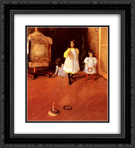 Ring Toss 20x22 Black Ornate Wood Framed Art Print Poster with Double Matting by Chase, William Merritt