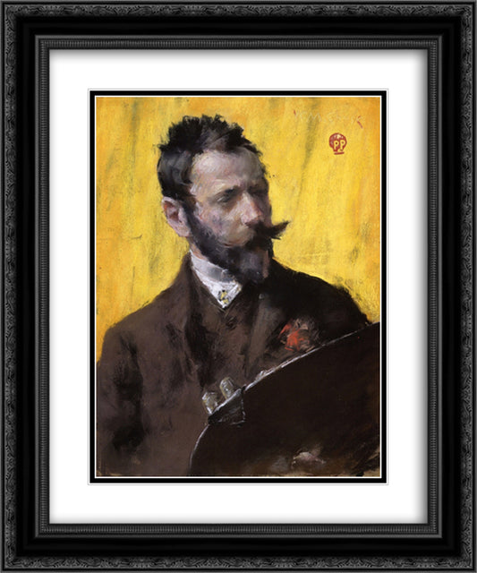 Self Portrait 20x24 Black Ornate Wood Framed Art Print Poster with Double Matting by Chase, William Merritt