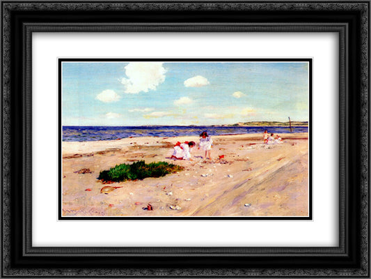 Shell Beach at Shinnecock 24x18 Black Ornate Wood Framed Art Print Poster with Double Matting by Chase, William Merritt