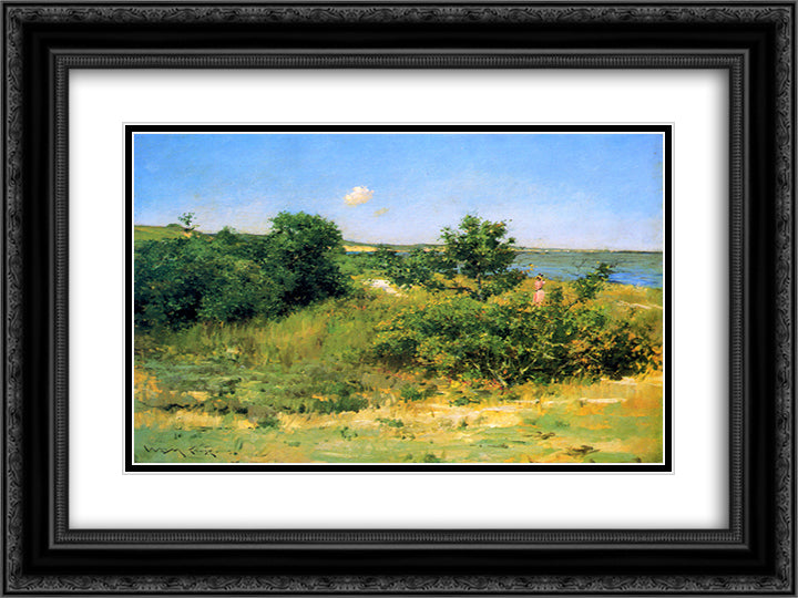 Shinnecock Hills, Peconic Bay 24x18 Black Ornate Wood Framed Art Print Poster with Double Matting by Chase, William Merritt