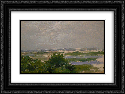 Shinnecock Hills (A View of Shinnecock) 24x18 Black Ornate Wood Framed Art Print Poster with Double Matting by Chase, William Merritt