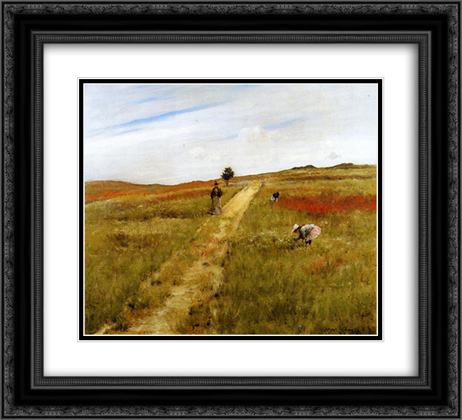 Shinnecock Hills (Shinnecock Hills Autumn) 22x20 Black Ornate Wood Framed Art Print Poster with Double Matting by Chase, William Merritt