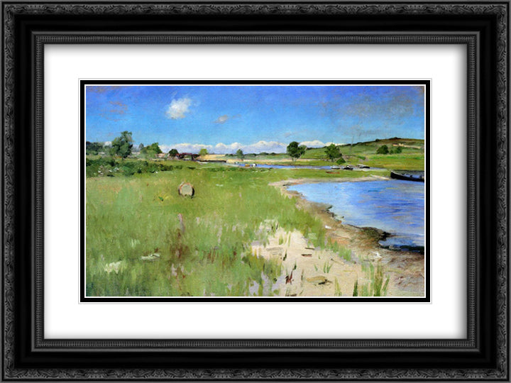 Shinnecock Hills from Canoe Place, Long Island 24x18 Black Ornate Wood Framed Art Print Poster with Double Matting by Chase, William Merritt