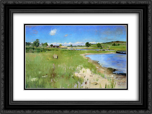 Shinnecock Hills from Canoe Place, Long Island 24x18 Black Ornate Wood Framed Art Print Poster with Double Matting by Chase, William Merritt