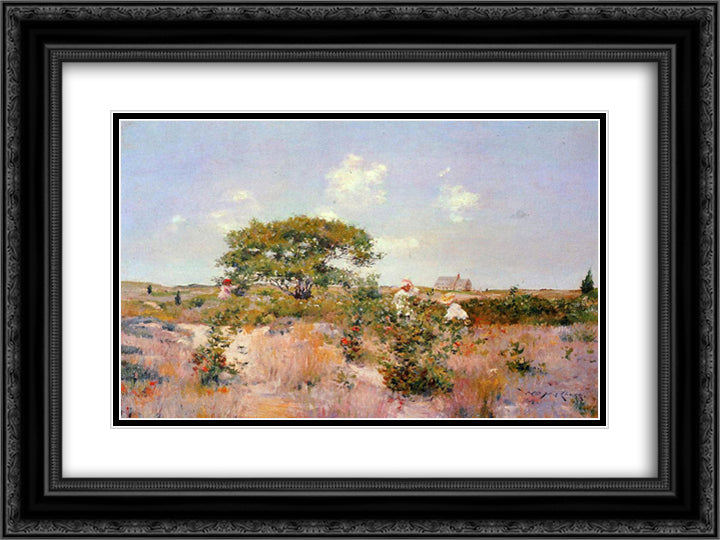 Shinnecock Landscape 24x18 Black Ornate Wood Framed Art Print Poster with Double Matting by Chase, William Merritt