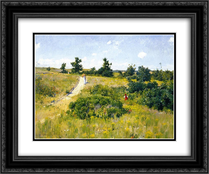 Shinnecock Landscape with Figures 24x20 Black Ornate Wood Framed Art Print Poster with Double Matting by Chase, William Merritt