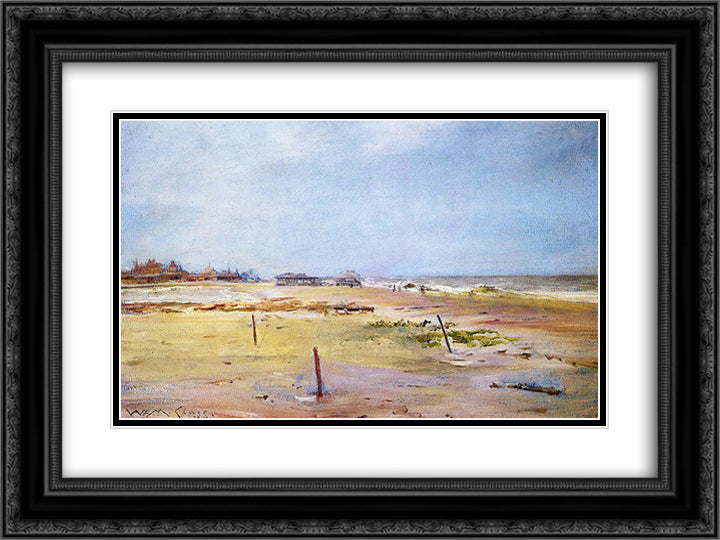 Shore Scene 24x18 Black Ornate Wood Framed Art Print Poster with Double Matting by Chase, William Merritt