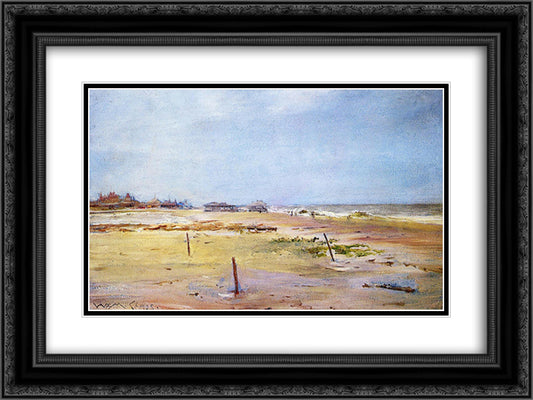 Shore Scene 24x18 Black Ornate Wood Framed Art Print Poster with Double Matting by Chase, William Merritt