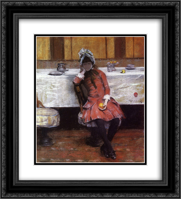 Sketch on a Young Girl on Ocean Steamer 20x22 Black Ornate Wood Framed Art Print Poster with Double Matting by Chase, William Merritt