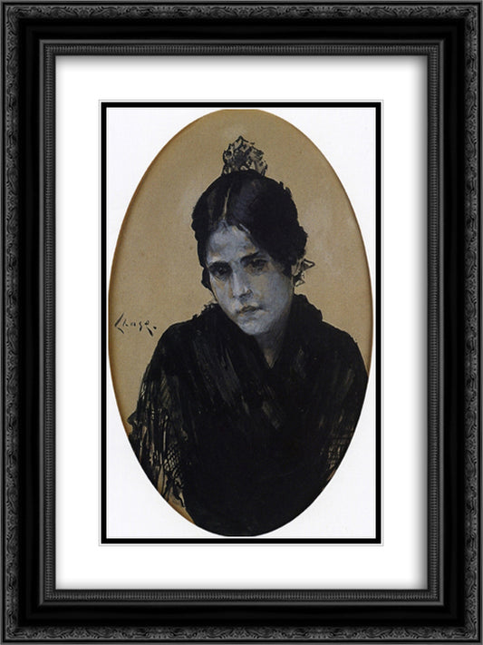 Spanish Girl 18x24 Black Ornate Wood Framed Art Print Poster with Double Matting by Chase, William Merritt