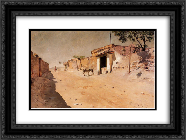 Spanish Village 24x18 Black Ornate Wood Framed Art Print Poster with Double Matting by Chase, William Merritt