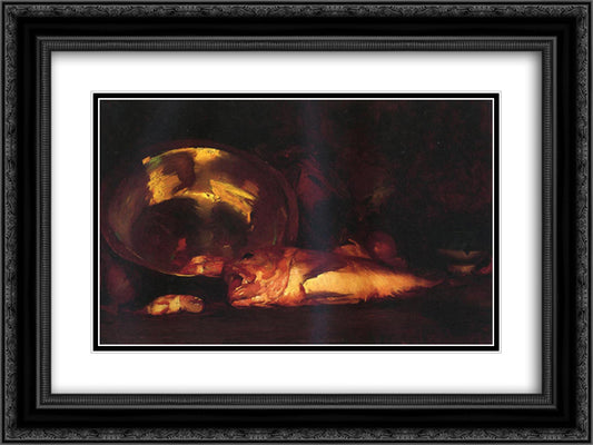 Still Life 24x18 Black Ornate Wood Framed Art Print Poster with Double Matting by Chase, William Merritt