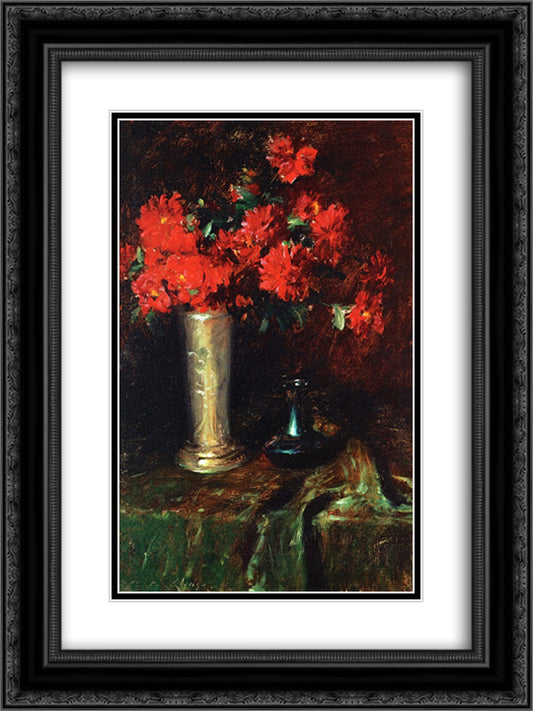 Still Life - Flowers 18x24 Black Ornate Wood Framed Art Print Poster with Double Matting by Chase, William Merritt