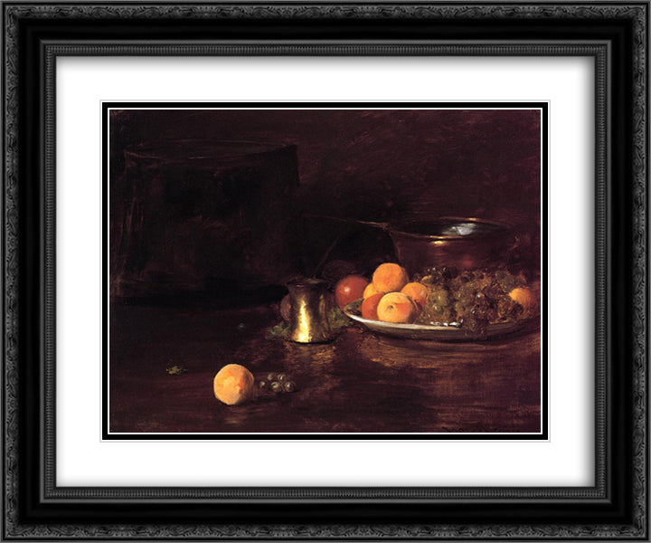 Still Life - Fruit 24x20 Black Ornate Wood Framed Art Print Poster with Double Matting by Chase, William Merritt