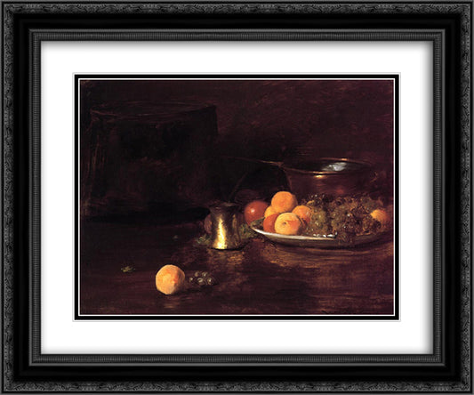 Still Life - Fruit 24x20 Black Ornate Wood Framed Art Print Poster with Double Matting by Chase, William Merritt