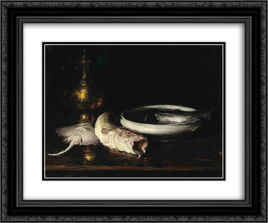 Still-Life 24x20 Black Ornate Wood Framed Art Print Poster with Double Matting by Chase, William Merritt