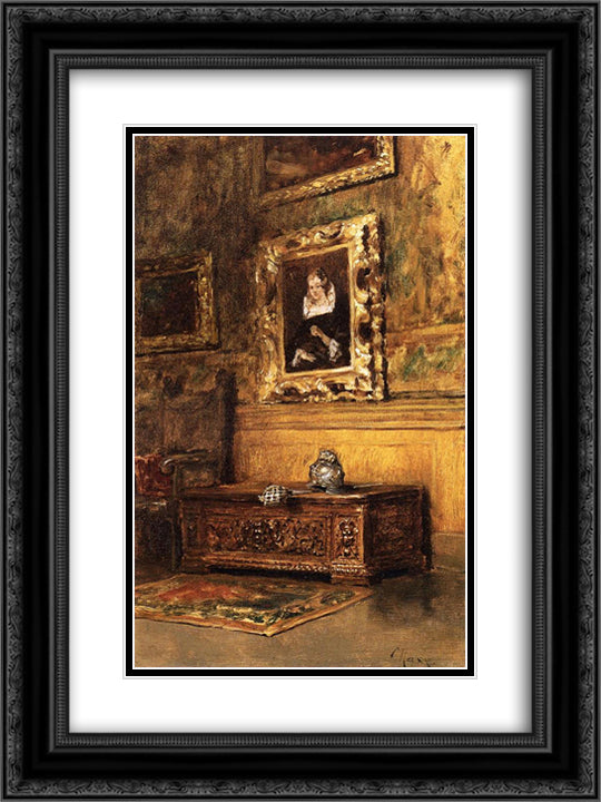 Studio Interior 18x24 Black Ornate Wood Framed Art Print Poster with Double Matting by Chase, William Merritt