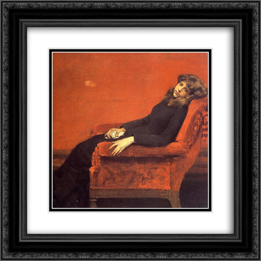 Study of a Young Girl 20x20 Black Ornate Wood Framed Art Print Poster with Double Matting by Chase, William Merritt