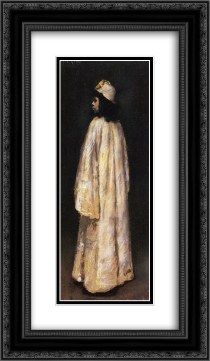 Study of an Arab Girl 14x24 Black Ornate Wood Framed Art Print Poster with Double Matting by Chase, William Merritt