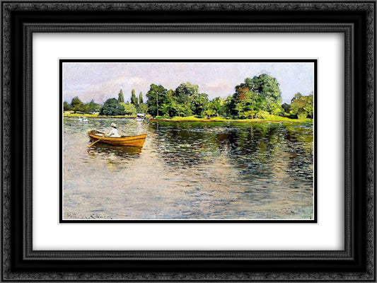 Summertime (Pulling for Shore) 24x18 Black Ornate Wood Framed Art Print Poster with Double Matting by Chase, William Merritt