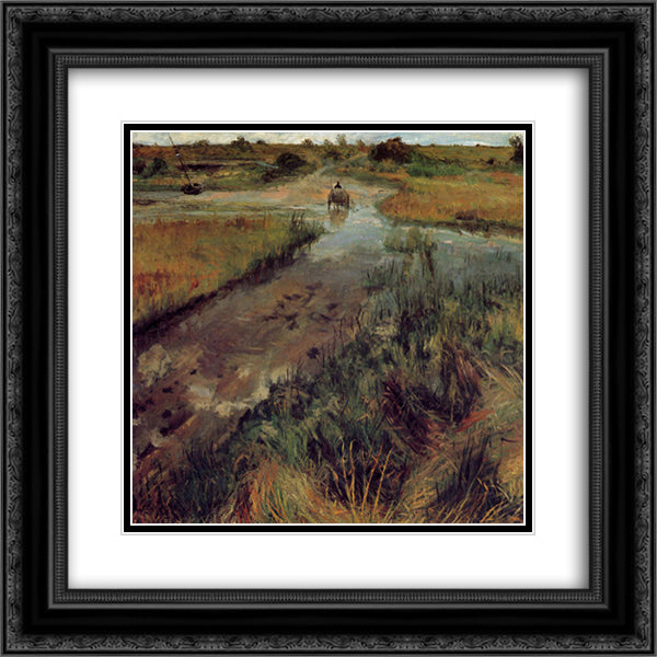 Swollen Stream at Shinnecock 20x20 Black Ornate Wood Framed Art Print Poster with Double Matting by Chase, William Merritt