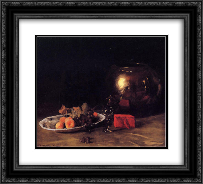 The Big Brass Bowl 22x20 Black Ornate Wood Framed Art Print Poster with Double Matting by Chase, William Merritt