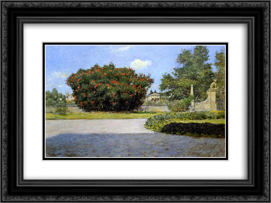 The Big Oleander 24x18 Black Ornate Wood Framed Art Print Poster with Double Matting by Chase, William Merritt