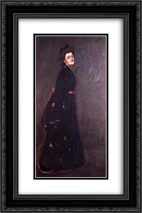 The Black Kimono 16x24 Black Ornate Wood Framed Art Print Poster with Double Matting by Chase, William Merritt